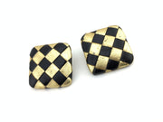 Black and gold weaved checked vintage earrings