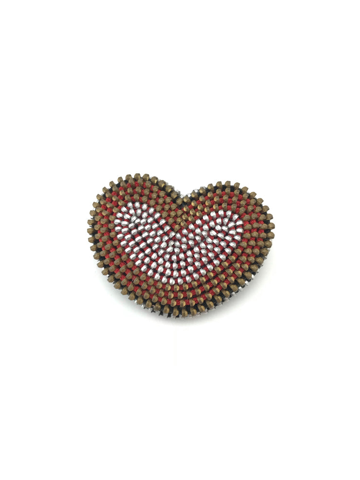 Vintage zipper heart pin